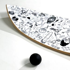 Surf balance board Blade — handmade wood + ball + cork roller | Color: Handpoke | Trainer for surf, skate, snowboard