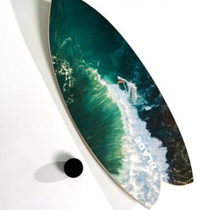 Surf balance board Blade — handmade wood + ball + cork roller | Color: Surf | Trainer for surf, skate, snowboard