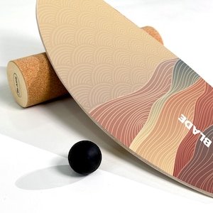 Surf balance board Blade — handmade wood + ball + cork roller | Color: Japan | Trainer for surf, skate, snowboard