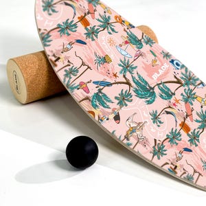 Surf balance board Blade — handmade wood + ball + cork roller | Color: Hawaii | Trainer for surf, skate, snowboard