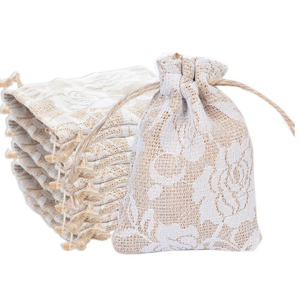 50pcs Burlap bags Wedding Favor Bags with drawstring Bag small party Favor gift bags with drawstring Jewelry Sacks burlap bags AL269