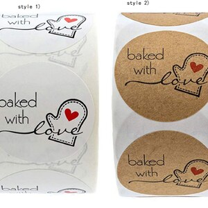 Kraft pegatinas Redondo Kraft pegatinas corazón oro pegatinas Pper pegatinas Kraft etiquetas gracias Kraft Pegatina Bake con amor