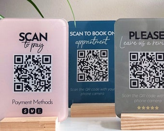 Mini QR Code  Display Sign  Social Media QR Code | Salon Sign | Beauty Sign | Hairdressers Beautician Sign