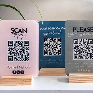 Mini QR Code  Display Sign  Social Media QR Code | Salon Sign | Beauty Sign | Hairdressers Beautician Sign