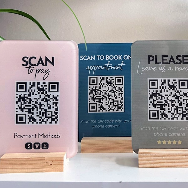 Mini QR Code  Display Sign  Social Media QR Code | Salon Sign | Beauty Sign | Hairdressers Beautician Sign