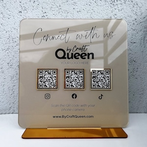 Triple QR Code Sign, Instagram Facebook Business Social Media Sign Scan to Pay Salon Sign | Luxury Sign