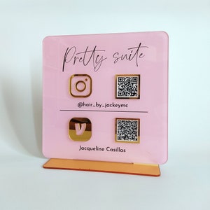 Luxury Acrylic QR Code Sign: Social Media, Scan to Pay