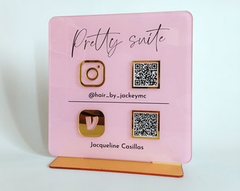 Luxury Acrylic QR Code Sign: Social Media, Scan to Pay