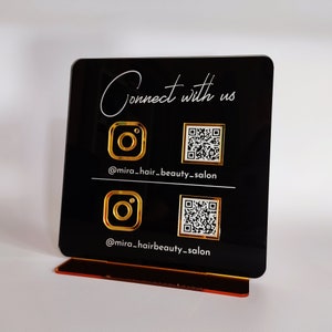 Luxury QR Code Business Sign: Social Media, Scan to Pay