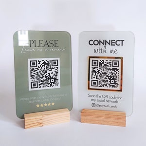Acrylic QR Code Business Sign: Social Media, Payment, Appointment