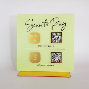 Doppeltes QR-Code Schild, Instagram Facebook Business Social Media Schild Scan to Pay Salon Schild | Luxus Zeichen