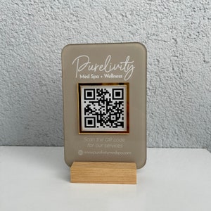 Mini QR Code Acrylic Business Sign: Social Media, Payment, Appointment