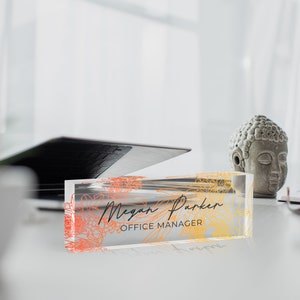 Personalized Desk Name Plate, Custom Acrylic Name Plate, Gift for Her, Dad, Boss, Office Decor, Custom Desk Sign, Unique Desk Accessories