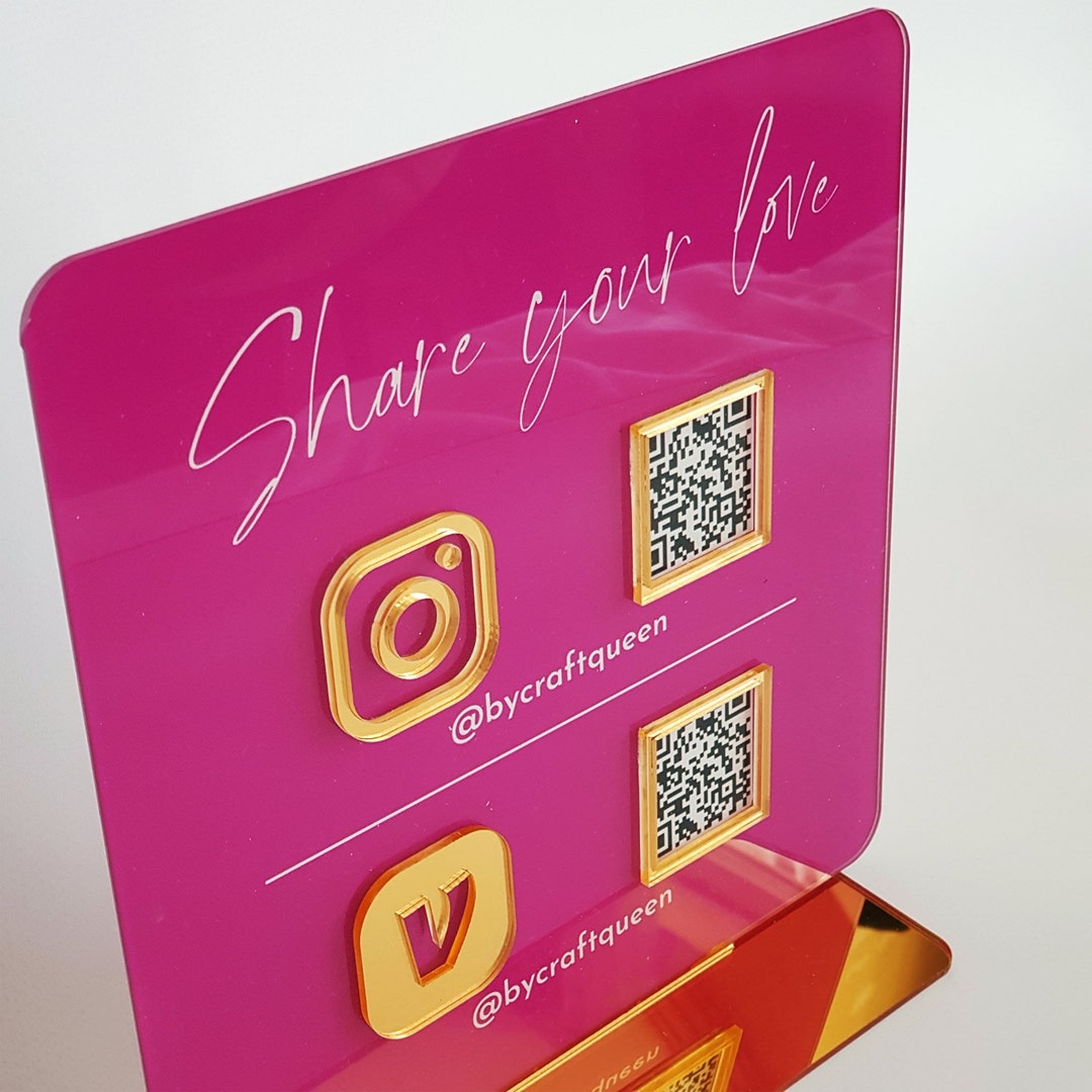 Individuelles Multi-QR-Code-Schild Für Zahlungen & Social Media – Venmo, PayPal, Instagram, TikTok, Personalisiertes Metallschild Für Salons & Geschäfte