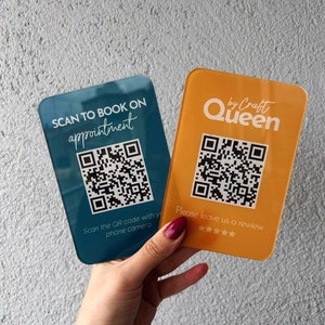 Letrero con código QR en miniatura para Instagram, Facebook, redes sociales, salón de belleza, peluquería y esteticista