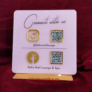 Luxury Acrylic QR Code Sign: Social Media, Scan to Pay