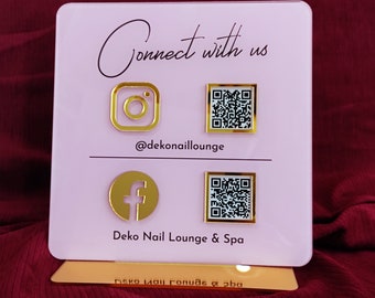 Luxury Acrylic QR Code Sign: Social Media, Scan to Pay