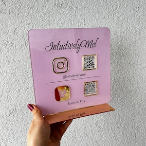 Doppeltes QR-Code Schild, Instagram Facebook Business Social Media Schild Scan to Pay Salon Schild | Luxus Zeichen