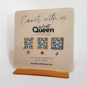 Luxury Acrylic QR Code Sign: Salon Social Media, Scan to Pay