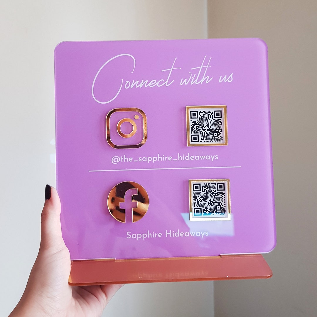 Custom Business QR Code Sign for Instagram Facebook Salon Social Media Display Scan to Pay
