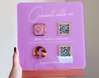 Custom Business QR Code Acrylic Sign: Salon Social Media Display
