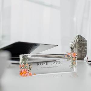 Personalized Desk Name Plate, Custom Acrylic Name Plate, Gift for Her, Dad, Boss, Office Decor, Custom Desk Sign, Unique Desk Accessories
