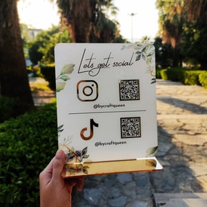 QR-Code | Icon Schild, Instagram Social Media & Bezahlen Schild für Kosmetikerin oder Friseur