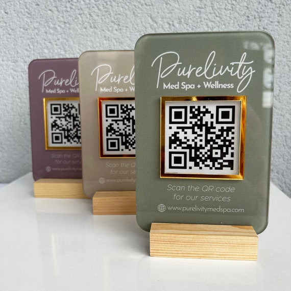 Custom Acrylic QR Code Business Sign: Social Media, Payment, Salon