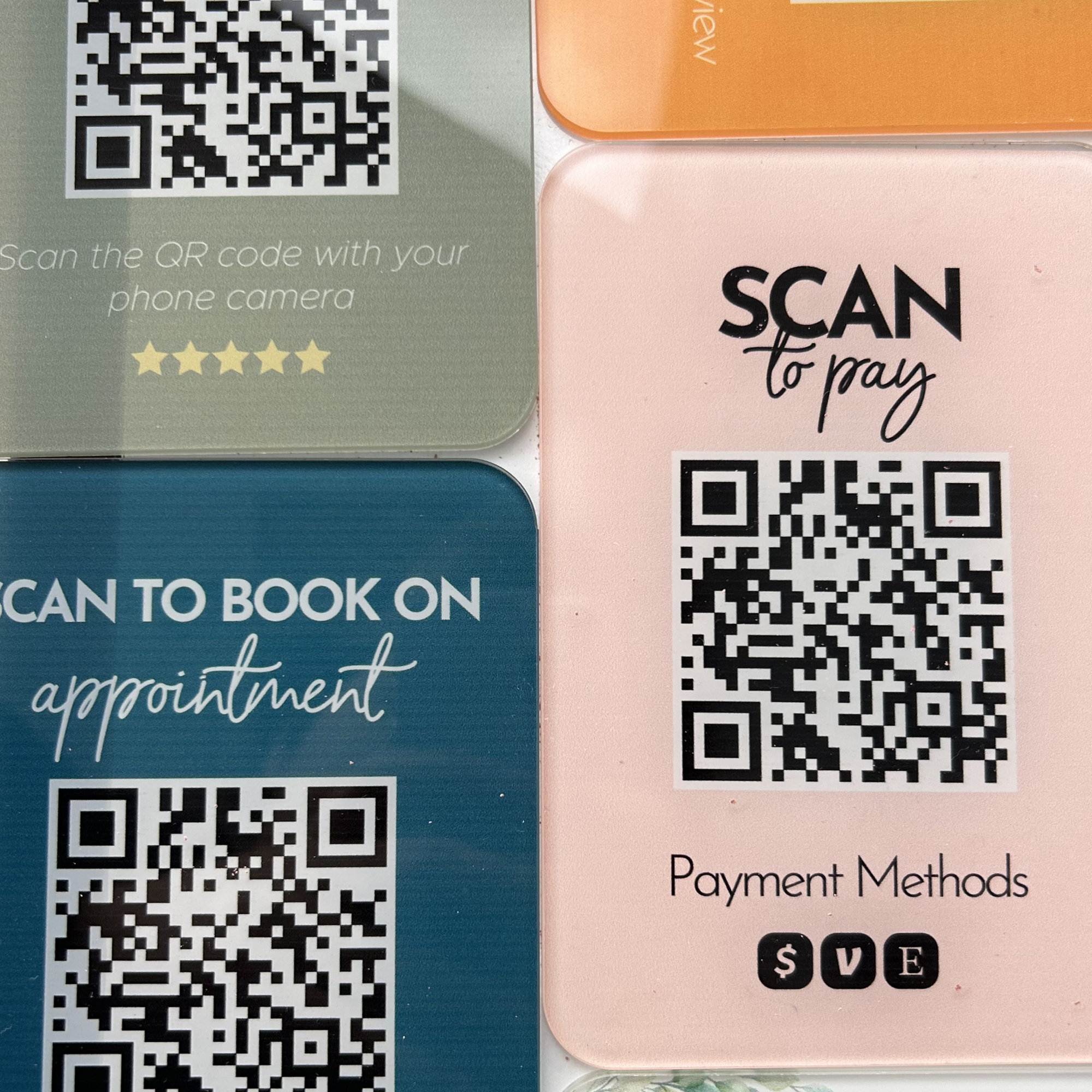 Panneau QR Code Personnalisable En Acrylique - Support Médias Sociaux Et Paiement - 20,3x12,7cm - Base Miroir