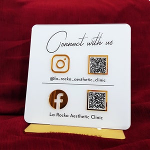 Double QR Code Business Social Media Sign  | Salon Sign | Beauty Sign | Hairdressers Beautician Sign