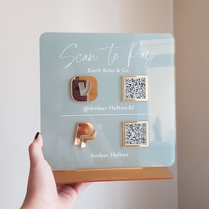 Custom QR Code Acrylic Business Sign: Social Media & Payment