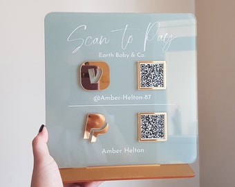 Custom QR Code Acrylic Business Sign: Social Media & Payment