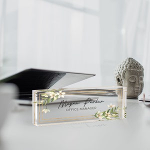 Personalized Desk Name Plate, Custom Acrylic Name Plate, Gift for Her, Dad, Boss, Office Decor, Custom Desk Sign, Unique Desk Accessories