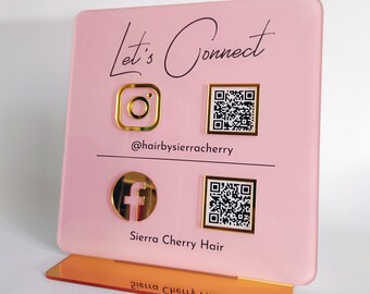 Luxury Acrylic QR Code Sign: Social Media, Scan to Pay