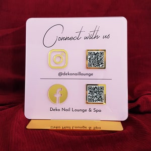 Luxury Acrylic QR Code Sign: Social Media, Scan to Pay