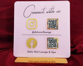 Luxury Acrylic QR Code Sign: Social Media, Scan to Pay