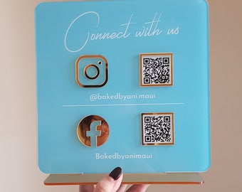 Custom Acrylic QR Code Sign: Social Media & Payment