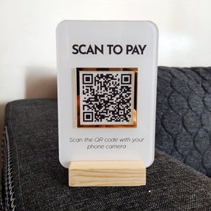 Mini QR Code Acrylic Business Sign: Social Media & Payment Display