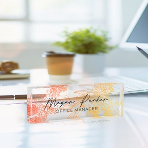 Personalized Desk Name Plate, Custom Acrylic Name Plate, Gift for Her, Dad, Boss, Office Decor, Custom Desk Sign, Unique Desk Accessories
