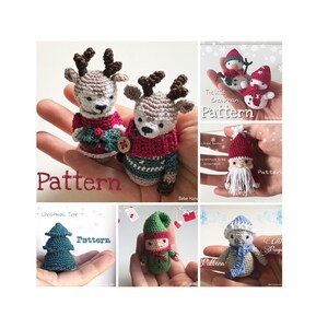 Crocheted amigurumi Christmas tree ornament pattern bundle
