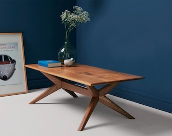 The Chantry | A coffee table handmade in solid oak with elegant lines and a unique X-frame