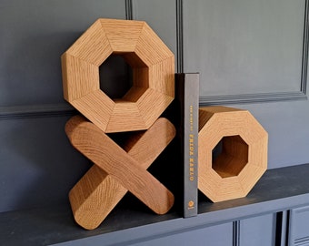 The Turleigh OXO | Unique, wooden bookends handmade in solid oak for magazine and book storage