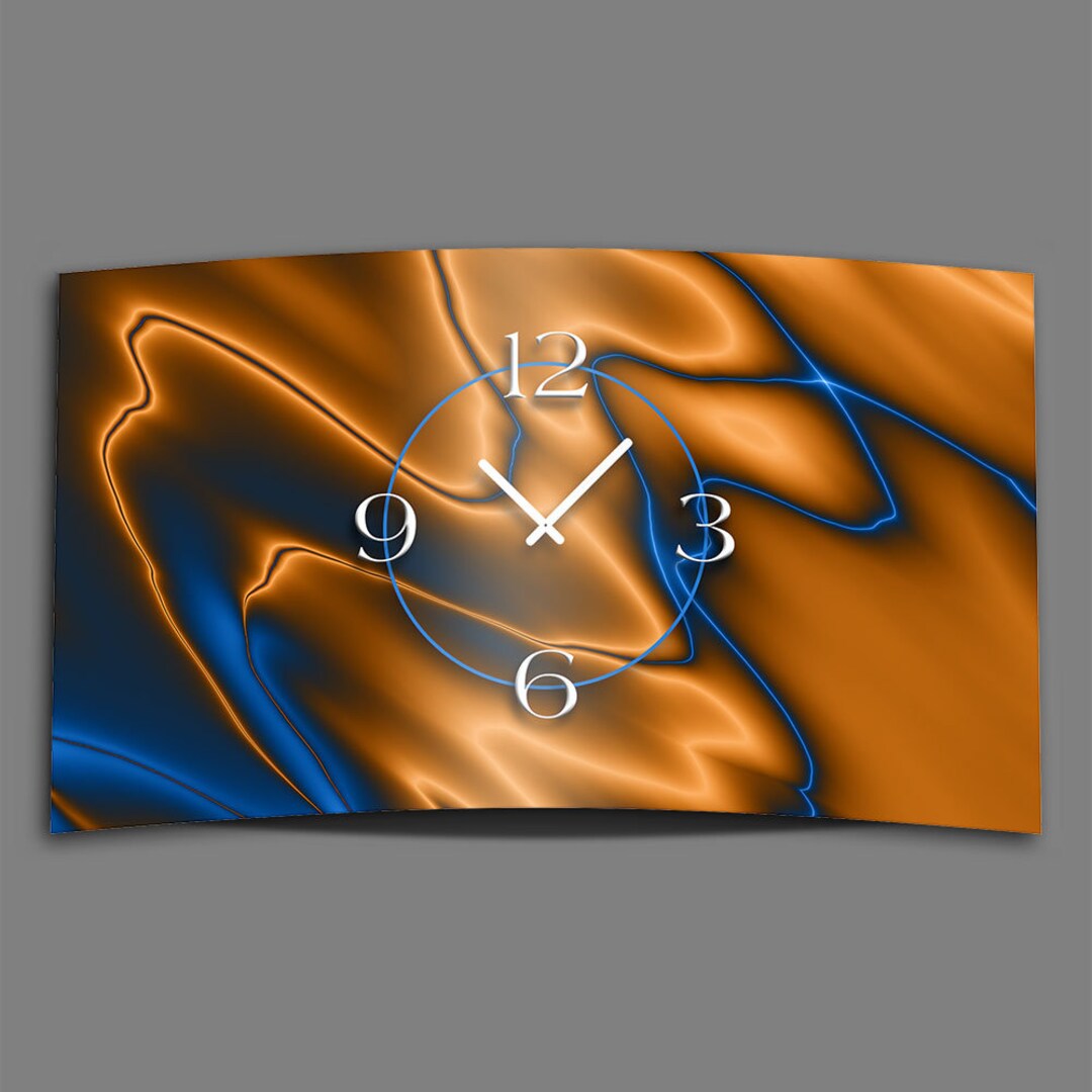 Abstract Cobalt Blue Copper Designer Wall Clock Modern Wall Etsy