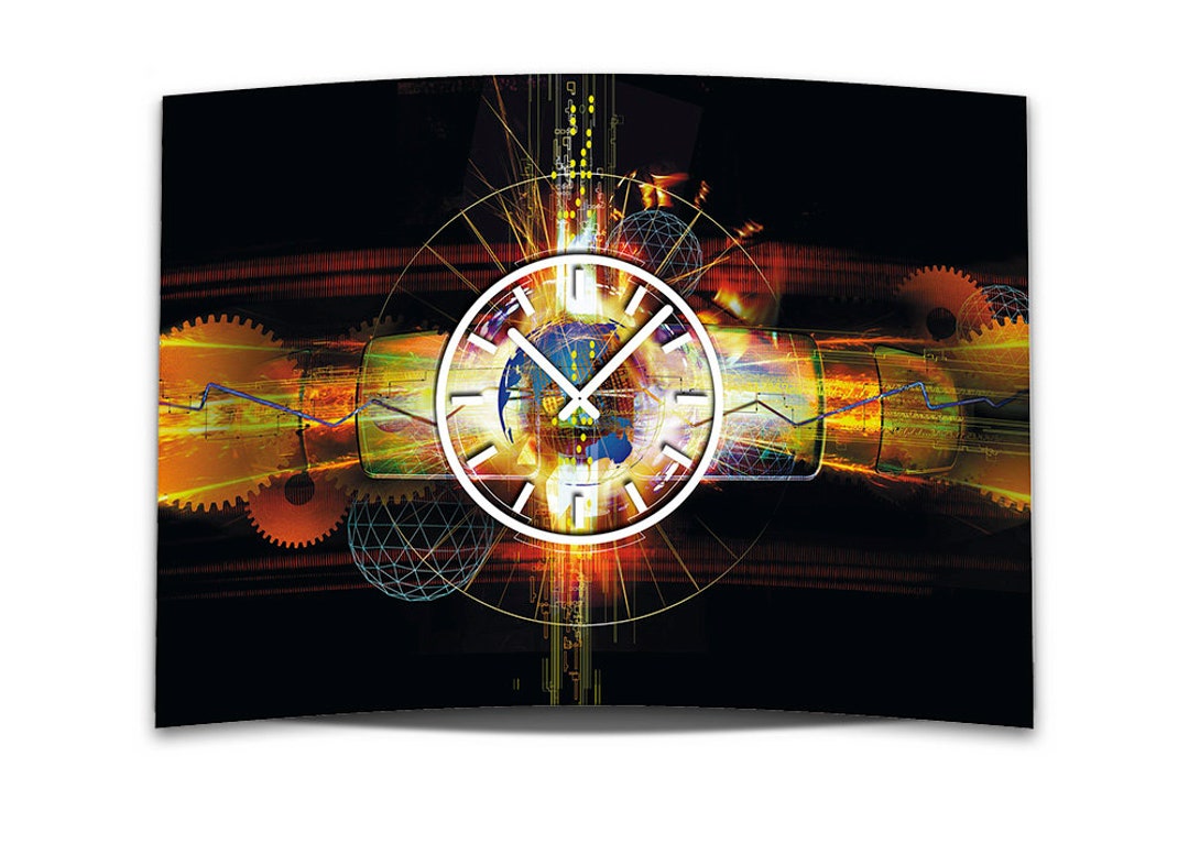 Dixtime Wanduhr XXL 50x70cm – 3D-Optik In Orange/Grau, Leises Quarzwerk, Made In Germany