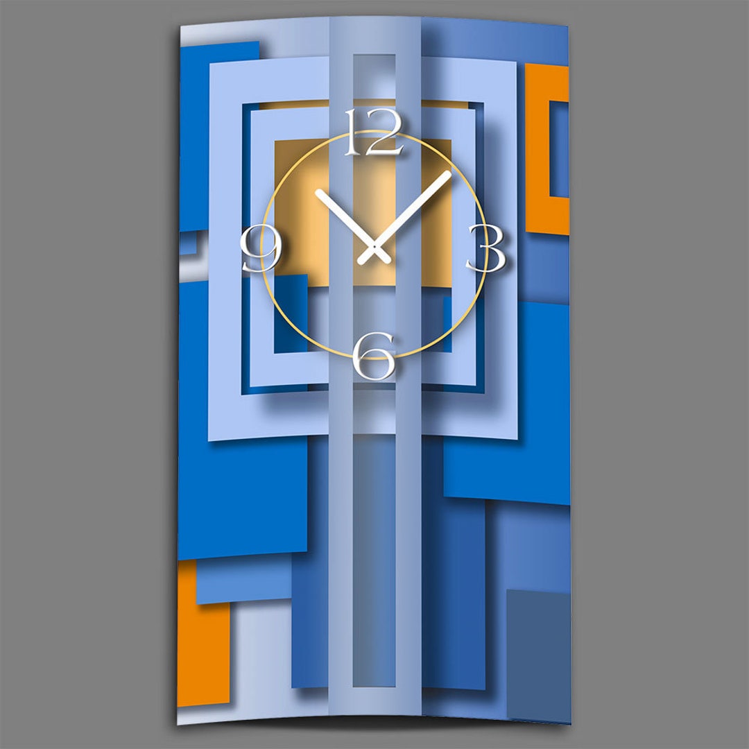 Abstract Blue Upright Designer Wall Clock Modern Wall Clock Etsy UK