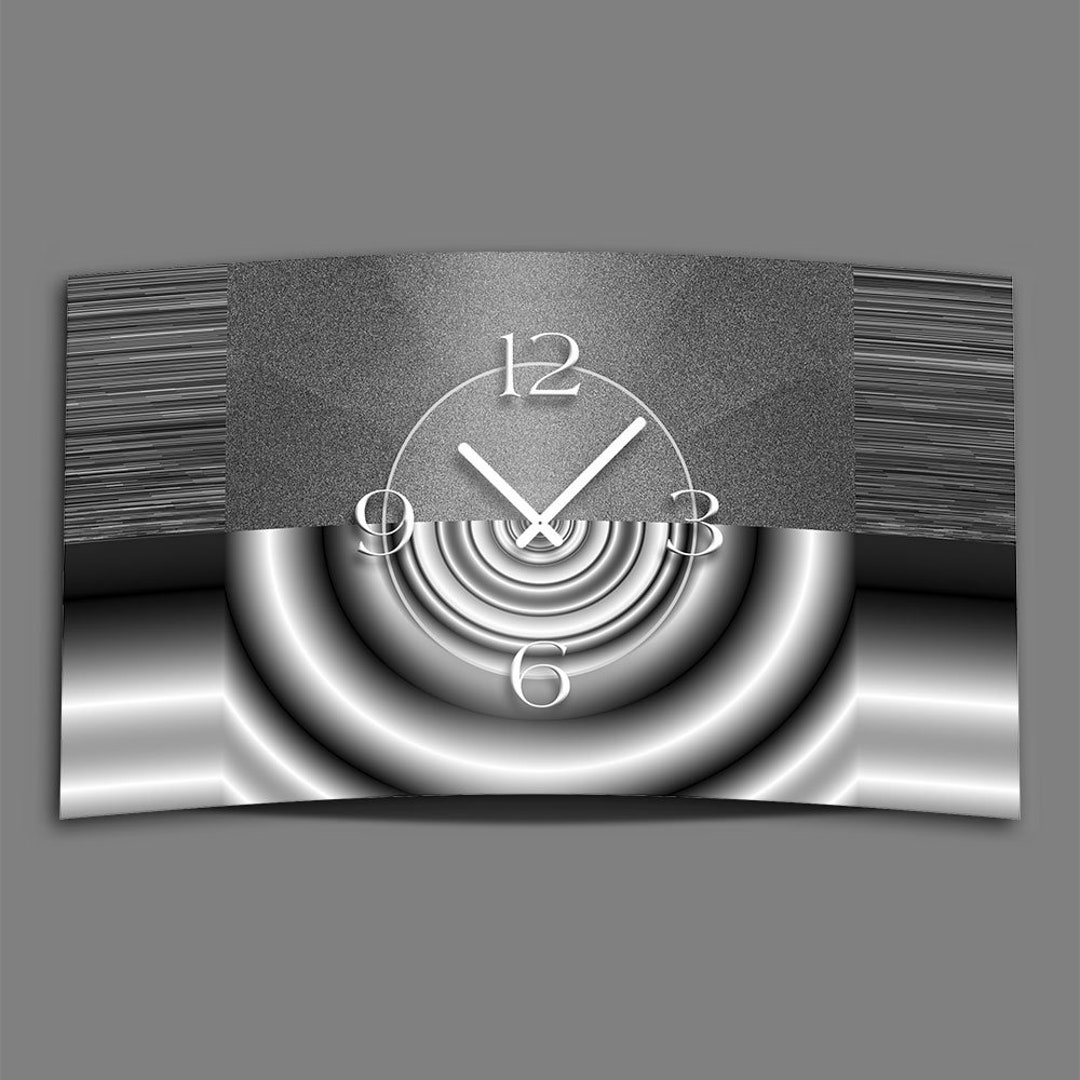 Abstract Gray Metallic Designer Wall Clock Modern Wall Clocks Etsy