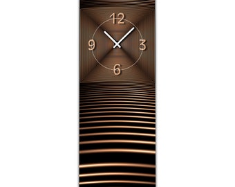 Reloj de pared XXL Aspecto 3D Dixtime bronce abstracto 30 x 90 cm vertical movimiento silencioso GL-007H