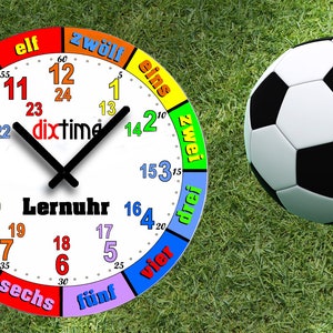 Orologio didattico per bambini con calcio e prato, silenzioso, senza ticchettio, dixtime 3D-0435