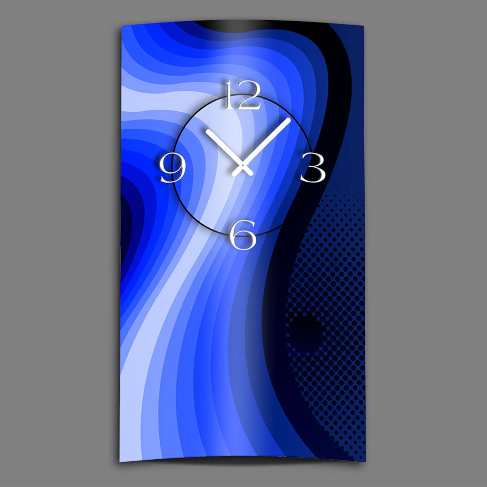 Abstract Retro Blue Designer Wall Clock Modern Wall Clocks Etsy