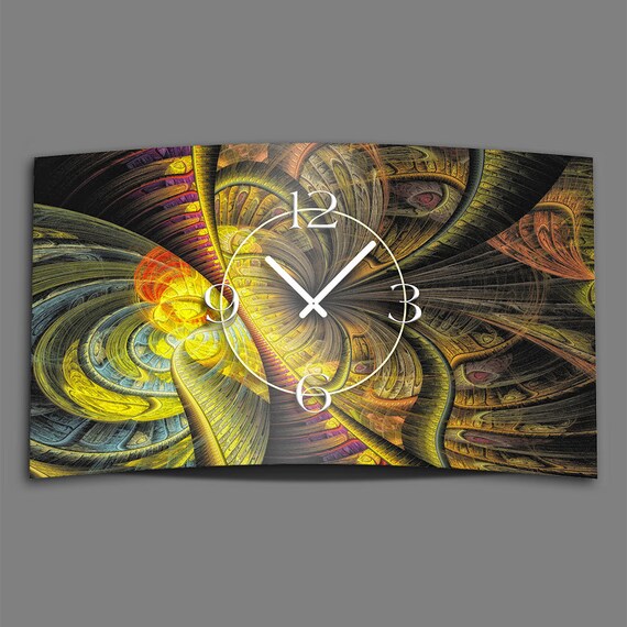 Abstrakte Rote Seiden-Optik Wanduhr – 20x34cm, 3D-Design, Geräuschlos, Aus Alu-Dibond, Made In Germany